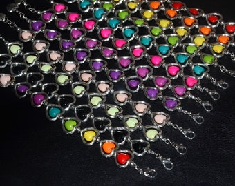 Zamak heart bracelet with Synthetic heart beads bracelet, colourful  heart beads bracelet,  red, green, blue, black, red bracelet