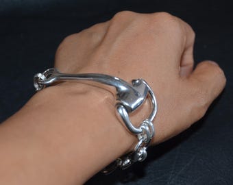 Pulsera de cadena gruesa rellena de plata, conector de zamak, ajustable