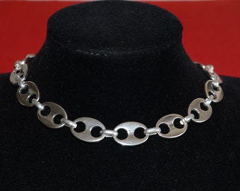 Thick Silver Plated Chain Necklace, Vintage Style