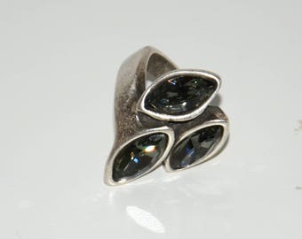 Silvering vintage ring, light blue Swarovski ring, 100% satisfaction, uno no de 50,nice design and very good quality