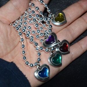 Women short chain necklace-heart pendant necklace-stylish chain necklace-pendant choker-heart choker-beaded chain necklace zdjęcie 7