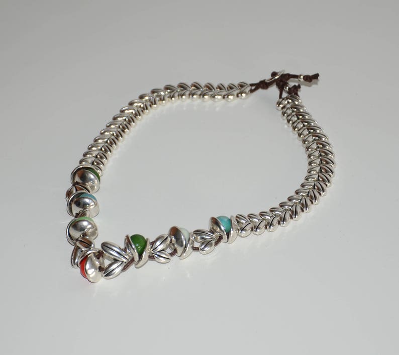 antique silver color necklace. My favorite short necklace,natural elements with leaves and red flower bud,leaves necklace