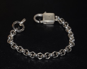 Thick silver filled chunky chains  bracelet,ancient silver bracelet-lock connector chain bracelet-lock closure -Zamak chain bracelet