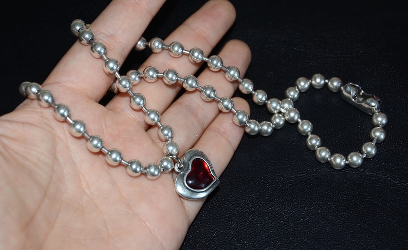 Women short chain necklace-heart pendant necklace-stylish chain necklace-pendant choker-heart choker-beaded chain necklace zdjęcie 3