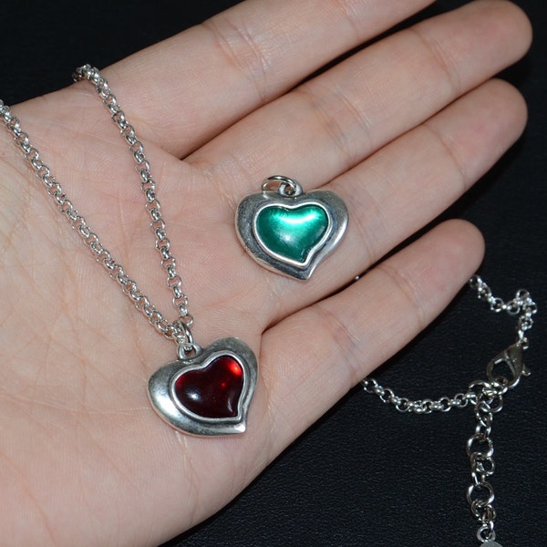 Women short chain necklace-heart pendant necklace-stylish chain necklace-pendant choker-heart choker-red/green heart with chain necklace