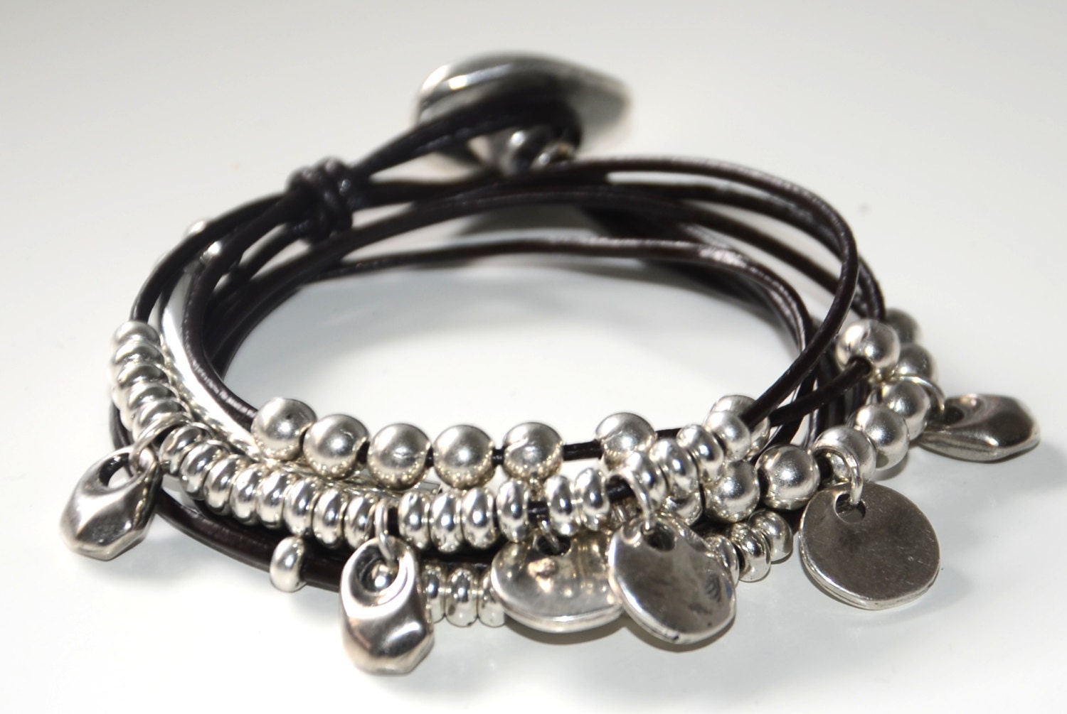 women leather bracelet-silvering bracelet-zamak | Etsy
