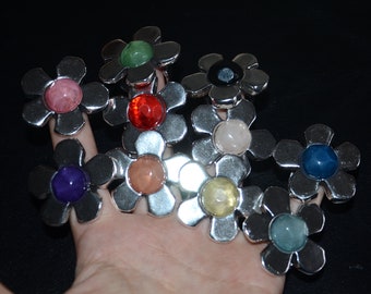 Silvering vintage ring, sunflower ring,blue resin mosaic,special design and very good quality