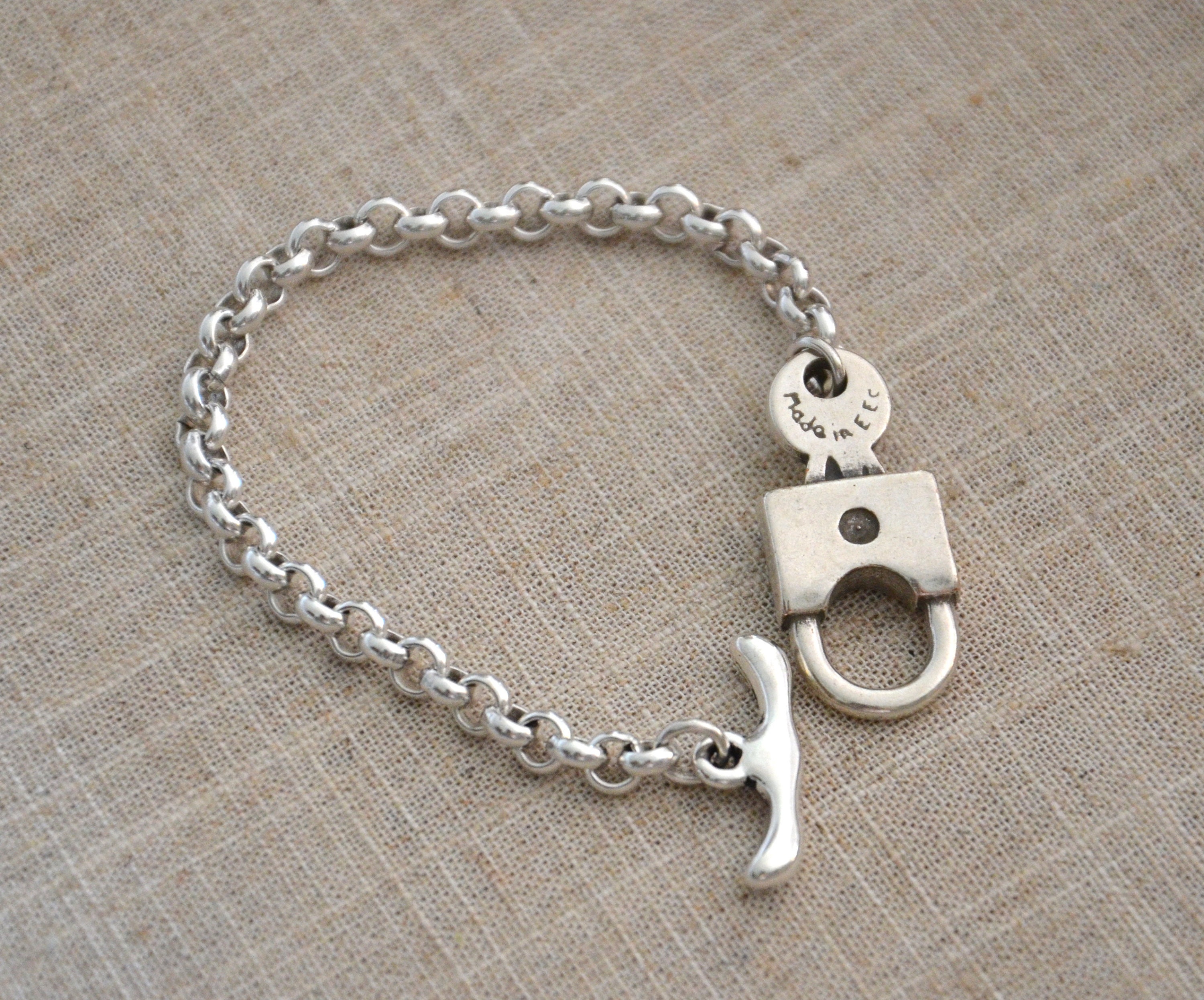 Thick Silver Filled Chain Bracelet,ancient Silver Color