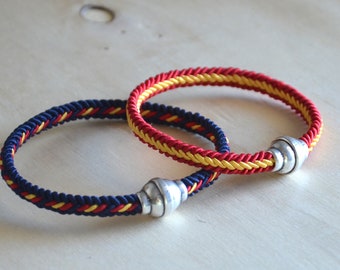 unisex Lederarmband-geflochtenes Armband-spanisches Armband-blaues Armband-Magnet Verschluss Armband-minimalistisches Armband-Paar Armband