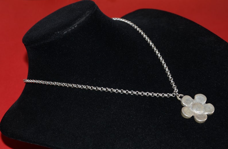 Thick silver plated chain necklace-flower pendant necklace uno no de 50 style necklace-stylish unique necklace-charm necklace zdjęcie 7