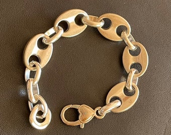 Dickes versilbertes Kettenarmband, klobige Ketten Armband- Bettelarmband- stylisches schlichtes Armband-otro Accesorio