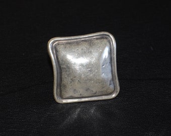 Silvering Zamak ring-stylish ring-button ring-decorative ring-uno de 50 style ring-Spain made ring-big square button ring