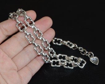 Vintage Silver Plated Chain Choker Necklace