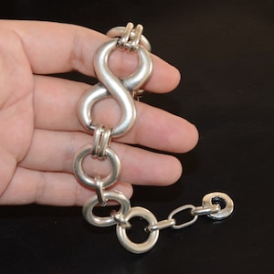 Épais argent plaqué Zamak chaîne bracelet-élégant unique bracelet-élégant trapu chaîne bracelet-infini bar chaîne bracelet