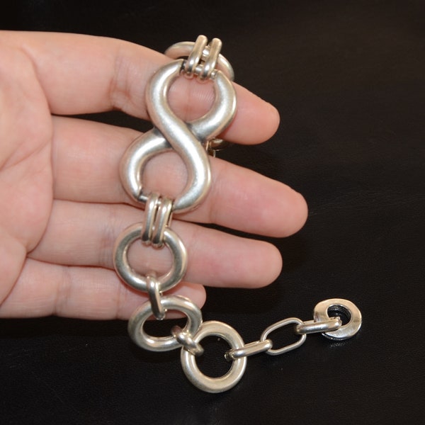 Thick silver plated Zamak chain bracelet-stylish unique bracelet-stylish stocky chain bracelet-infinity bar chain bracelet