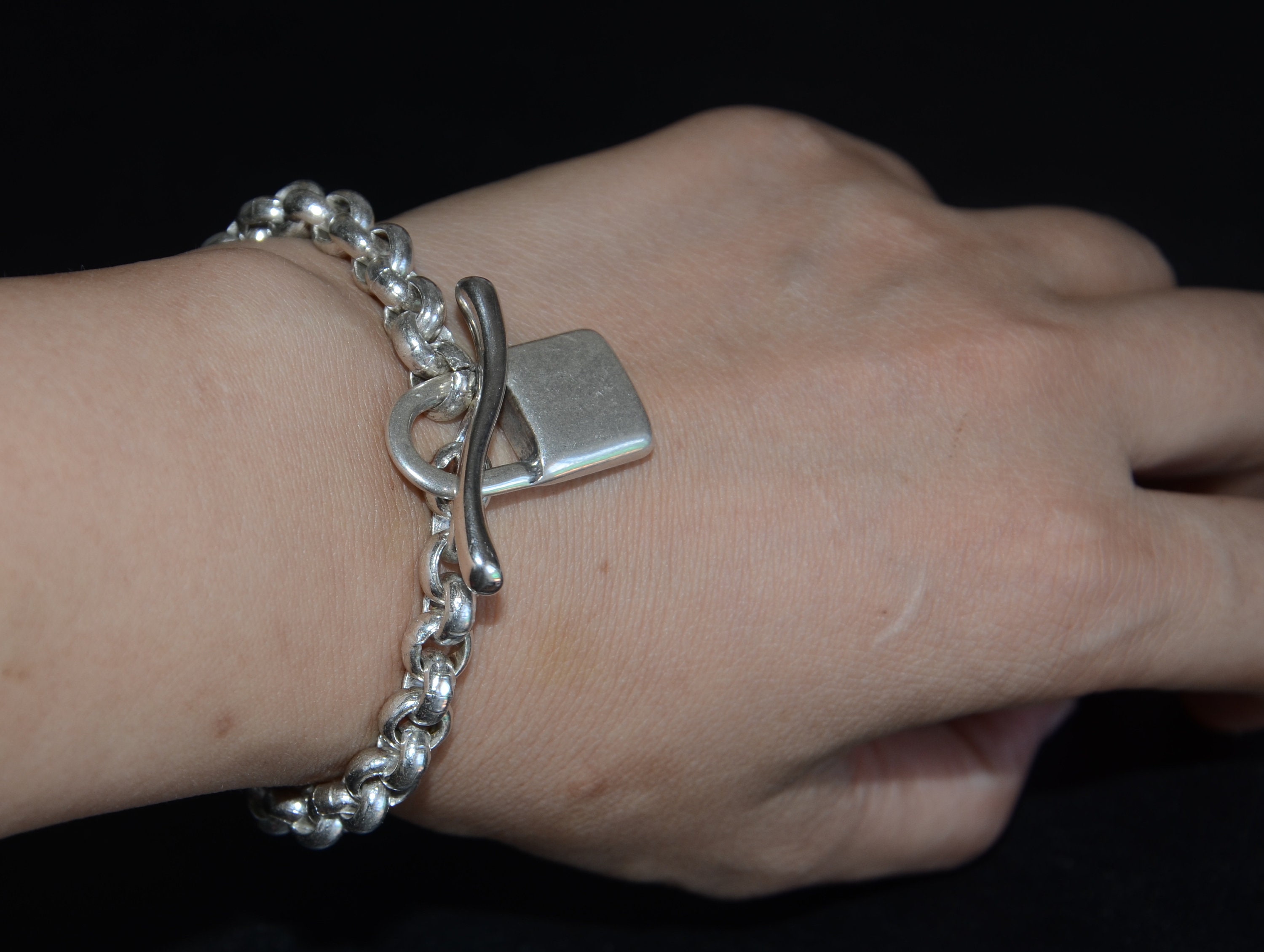 アクセサリー S925 thick chain bracelet Vintage Sterling Silver Thick Chain Bracelet - Etsy