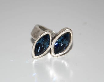 Silvering vintage ring, light blue Swarovski ring, 100% satisfaction, uno no de 50,nice design and very good quality