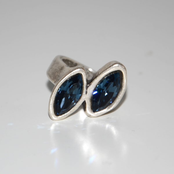 Bague vintage argentée, bague Swarovski bleu clair, 100% satisfaction, uno no de 50, belle conception et très bonne qualité