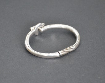Thick Silver Filled Bangle, Unique Vintage Style, Fits 6.0-6.5" Wrist