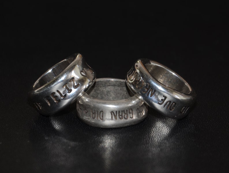 Silvering vintage ring, with writing hoy es un gran dia, vale la pena ser feliz, todo lo que necesitas es amor, good quality zdjęcie 1