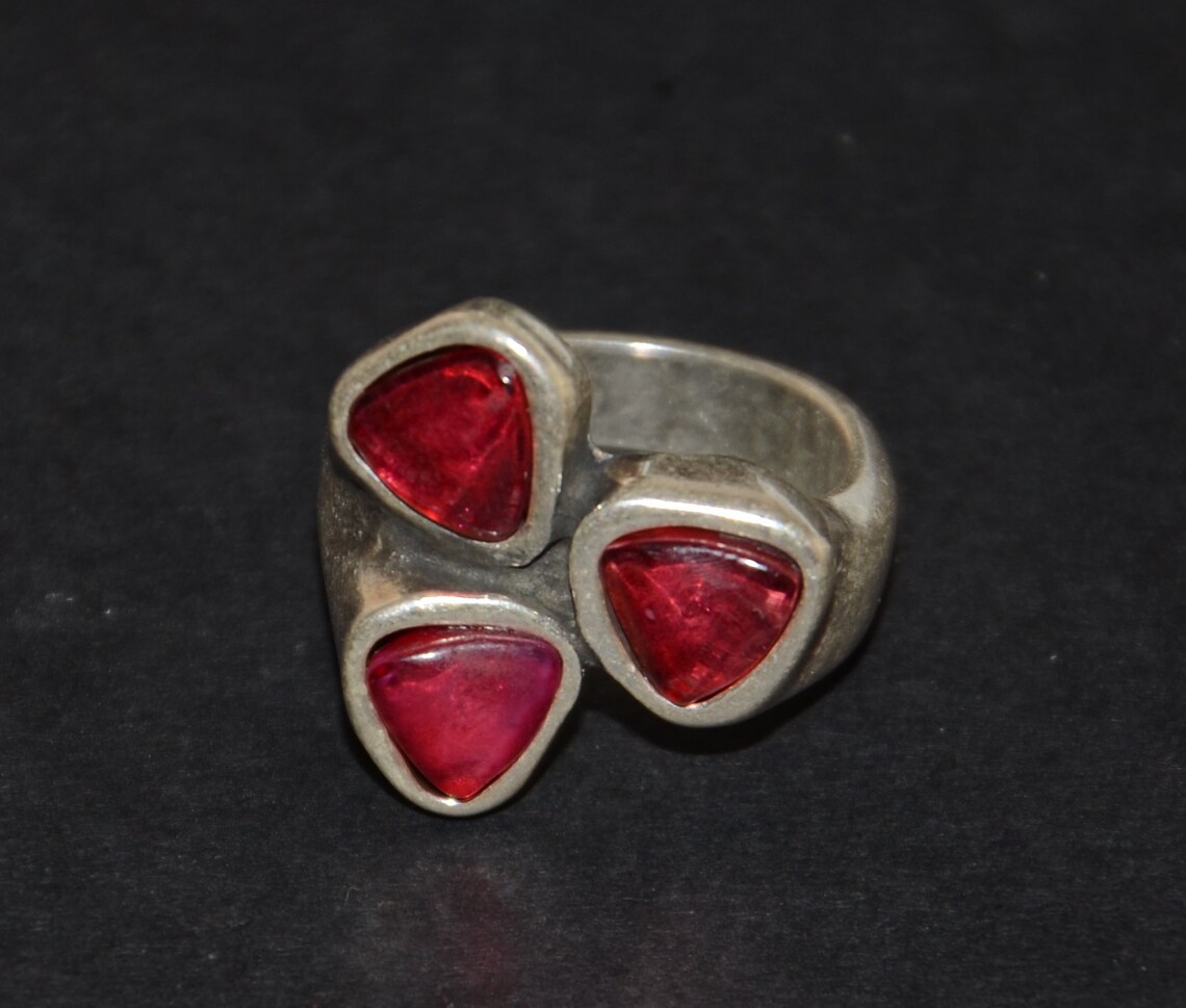 Silvering vintage ring flower shape ring made in spain Etsy