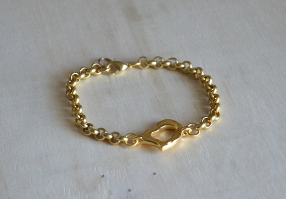 Gold filled brass chain bracelet-8 mm gold round beads  bracelet-unique style bracelet-europe made bracelet-Valentine's Day bracelet