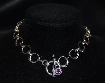Eine versilberte Halskette- OT Verschluss mit Swarovski Halskette-stilvolle große Halskette- Otro Accesorio Halskette