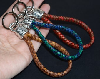 high quality braided leather cord keychain-colorful braided leather cord decoration-bag hang-red leather braided-brown leather braided