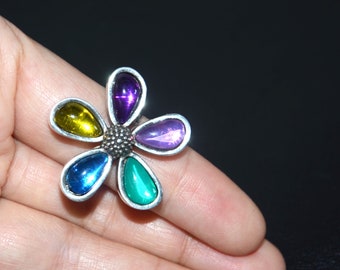 Silvering vintage ring, colourful crystal ring, five leaves flower ring, otro accesorio ring, special design and very good quality