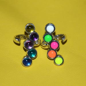 Thick silver plated ring-rainbow ring-colourful ring- ring-decorative adjustable ring-Spain made ring