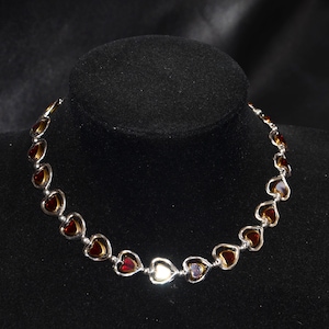Short heart necklace- red/black/green crystal heart necklace-toro accesorio necklace-heart beaded necklace