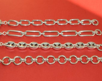 Thick silver plated chain bracelet-circle chain bracelet-buckle chain bracelet-Spanish bracelet-Zamak uno de 50 style bracelet