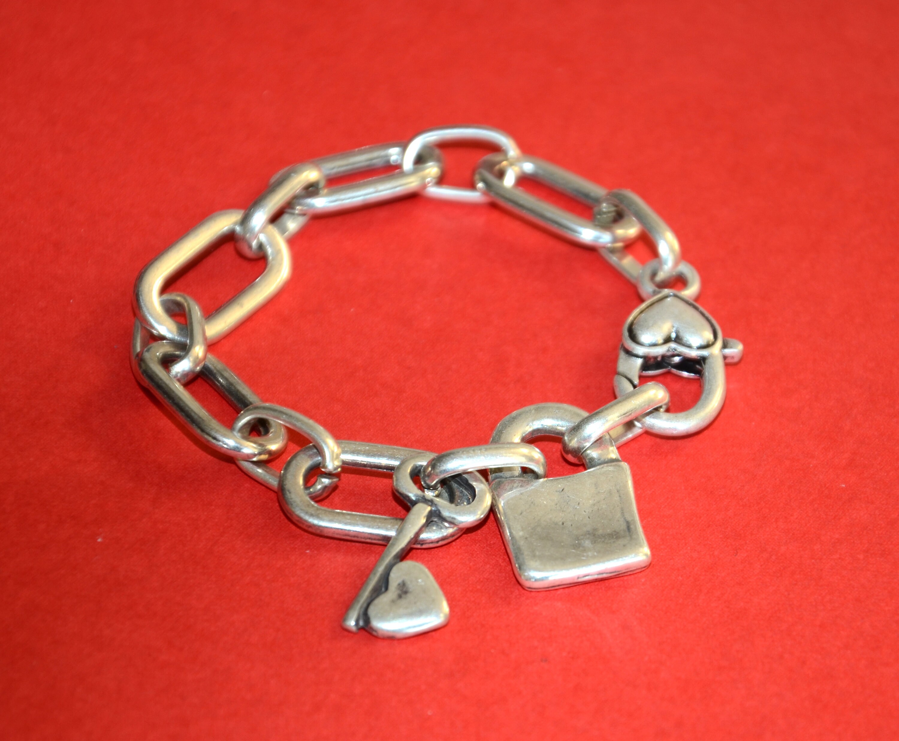 Thick Silver Filled Chunky Chains Bracelet,ancient Silver