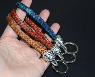 Portachiavi In Pelle Intrecciata, 2 Pezzi, Unisex, Portachiavi Per Auto, Moto E Casa, Fatto A Mano, Regalo Ideale (Nero)