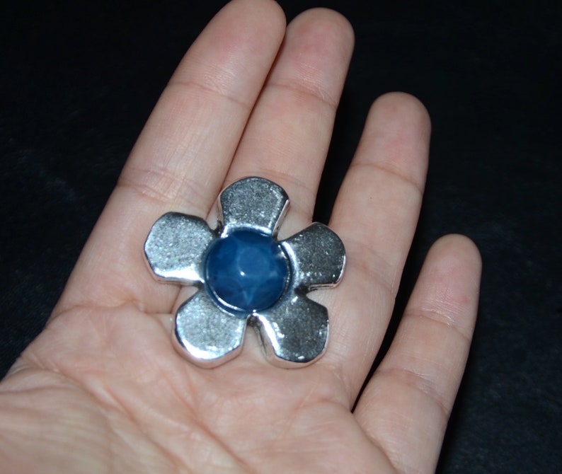 Silvering vintage ring, sunflower ring,blue resin mosaic,special design and very good quality zdjęcie 6