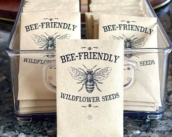 Set of 10 Bee Friendly Seed Packet favor wedding, bridal, baby shower, mothers day, earth day, birthday 1500 seeds included non gmo