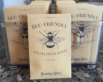 Bee Friendly Wildflower Seed Packet: Wedding, Shower Favor (150+ Seeds)