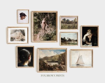 Conjunto de láminas de estilo rústico vintage: Galería de retratos antiguos (descarga digital)