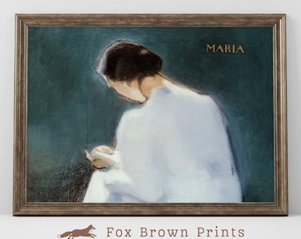 Stampa artistica vintage raffigurante una donna che legge: decorazione minimalista per gli amanti dei libri (download digitale)