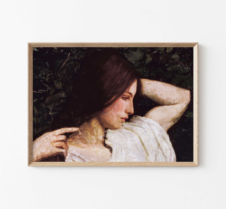 Women Portrait Painting Vintage Women in oil Antique Art Portrait Print Women PRINTABLE Dark Moody Antique Romantic Art 1298 image 6