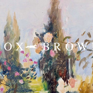 Abstract Landscape Oil Print, Vintage Colorful Painting of Blooming Garden