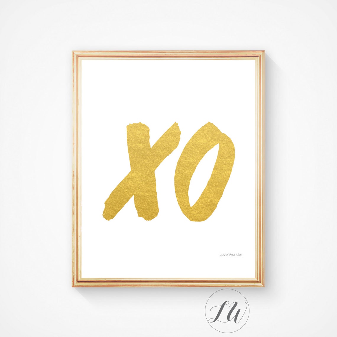 XO Art Printable Art Gold Art Print 8x10 12x16 Love Sign Etsy