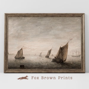 Coastal Wall Art | Antique Beach Cottage Decor - Printable | Vintage Oil Painting | Vintage Art Prints | Nautical Prints | Seascape Print