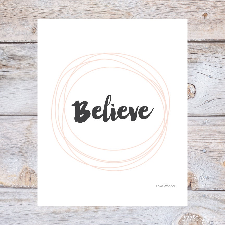 Printable Art BELIEVE Print Wall Art Scandinavian Design | Etsy