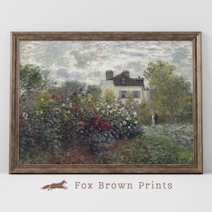 Garden House French Country Cottage Art Print, Flowers Print Botanical Wildflower Decor, Vintage Farmhouse Oil Painting, Field Painting Art