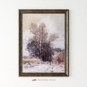 Winter Vintage Snow Print, Trees in Winter Snowy Rustic Farmhouse Decor, PRINTABLE DOWNLOAD Christmas Lodge Art Antique Country Tree digital