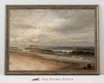 Vintage Ocean Seascape Art Print: 19th Century Coastal Painting (Digital Download)