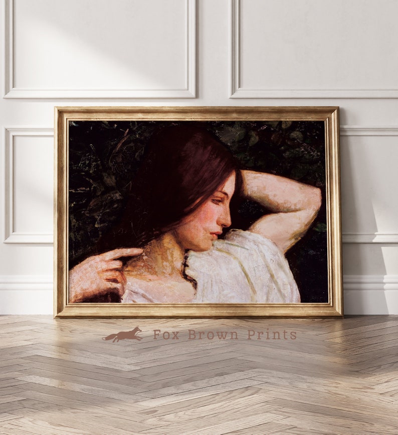 Women Portrait Painting Vintage Women in oil Antique Art Portrait Print Women PRINTABLE Dark Moody Antique Romantic Art 1298 image 2