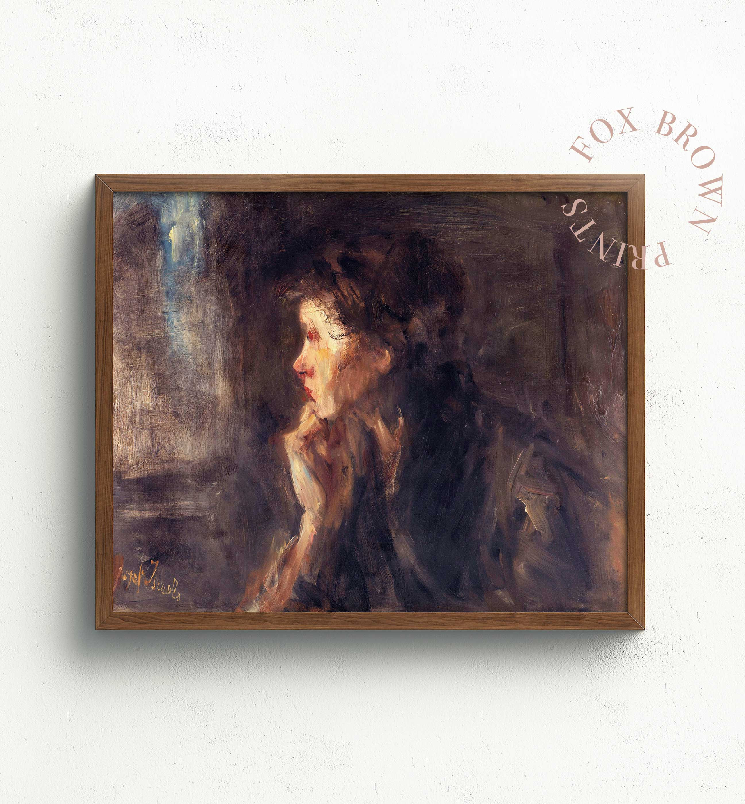Vintage Woman Portrait Art Print: Farmhouse Oil Painting (digital ...