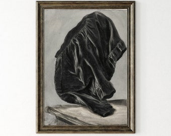 Stampa di un dipinto a olio su cappotto antico: Moody Dark Academia Art (download digitale)